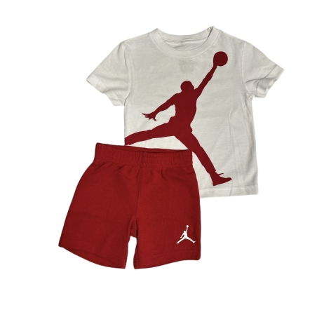 חליפת מכנס JORDAN לבן לוגו JUMPMAN באדום מכנס אדום