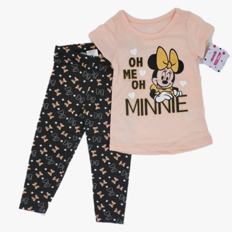 חליפת מכנס Disney טייץ שחור חולצה ורודה בייבי oh minnie