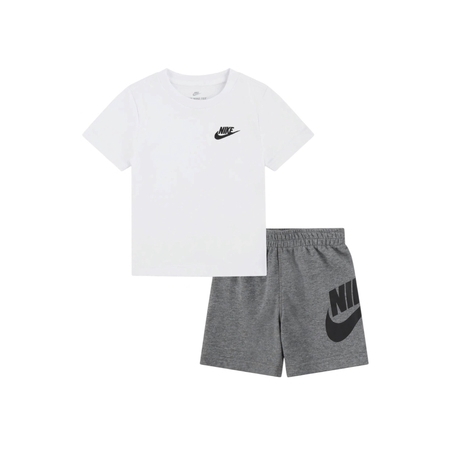 חליפת מכנס NIKE לבן אפור קצרה לוגו בחזה ובמכנסיים