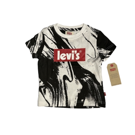 חולצת LEVI'S לבנה קצרה גרפיקה באדום במרכז