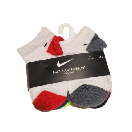 מארז 6 זוגות גרביים nike לבן קרסול בצבעים שונים מידה 4-5 שנים