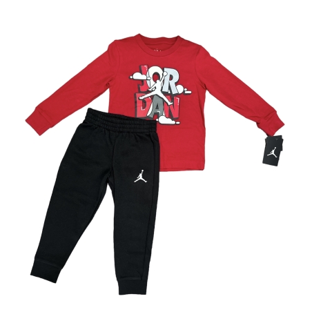 חליפת מכנס Jordan מעבר אדום שחור לוגו jumpman במרכז