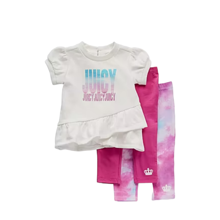 סט 3 חלקים בייבי  juicy couture ורוד, שמנת, ורוד בייבי עננים