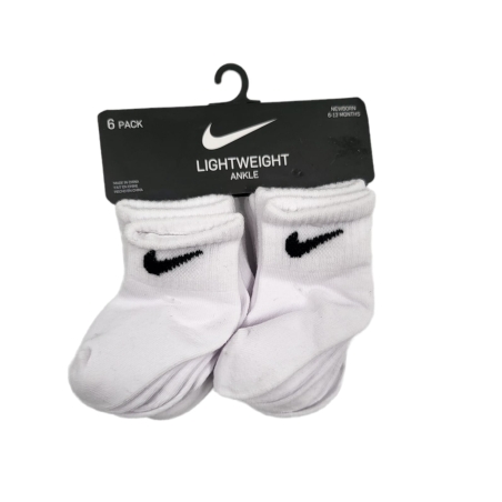 מארז 6 זוגות גרביים nike לבן וי שחור מידה 6-12 חודשים