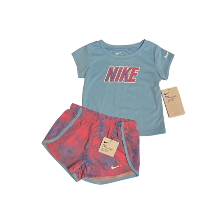חליפת מכנס NIKE בייבי דרייפיט בנות תכלת ורוד מקושקש