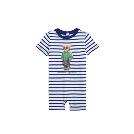 אוברול Ralph lauren בייבי דובי  כחול לבן פסים