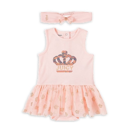 בגד גוף JUICY COUTURE ורוד רוזה עם הדפס כתר וטוטו בתוספת סרט לשיער