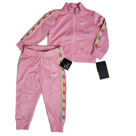 חליפת מכנס NIKE בייבי ורוד בייבי פס צבעוני לאורכה כיתוב nike