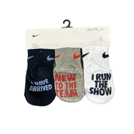מארז 3 זוגות גרביים NIKE כחול אפור לבן מידה 6-12 חודשים