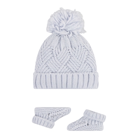 מארז NIKE כובע צמר פונפון וגרביים תואמות תכלת אפור 0-6 חודשים