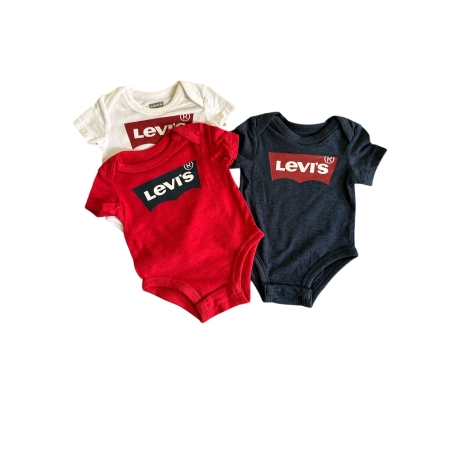 מארז 3 בגדי גוף LEVI'S שרוול קצר כחול לבן אדום