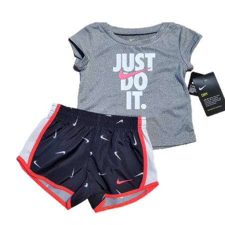 חליפת NIKE בייבי דרייפיט אפורה כיתוב JUST DO IT מכנס שחור