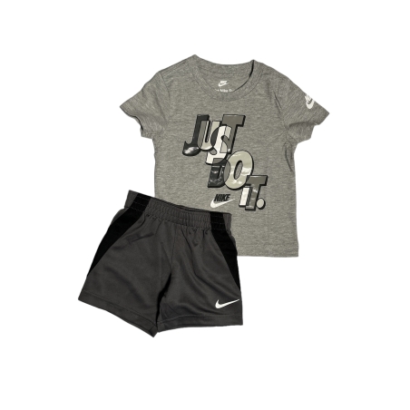 חליפת מכנס NIKE אפור מכנס שחור כיתוב JUST DO IT