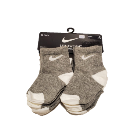 מארז 6 זוגות גרביים nike אפור בקרסול לבן מידה 6-12 חודשים