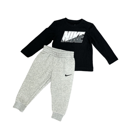 חליפת מכנס Nike שחור אפור מעבר כיתוב לוגו תלת מימד במרכז