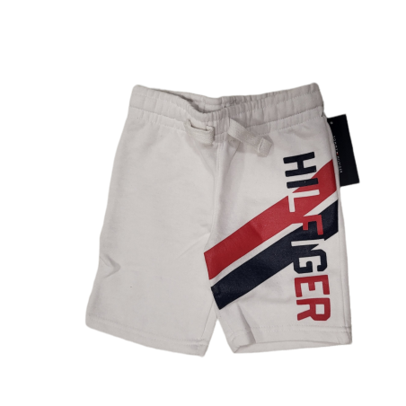מכנס Tommy hilfiger לבן כיתוב לאורך שני פסים