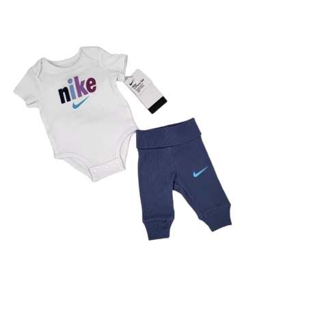 חליפת מכנס NIKE בייבי בגד גוף לבן מכנס כחול