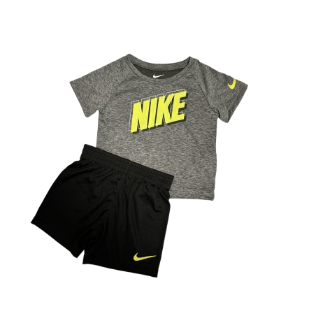 חליפת מכנס NIKE דרייפיט בייבי אפור עכבר כיתוב לוגו בזוהר