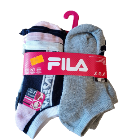מארז 10 זוגות גרביים FILA לבן אפור ורוד מידה 5-7 שנים