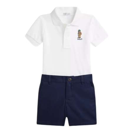 חליפת מכנס POLO RALPH LAUREN כחול כהה לבן