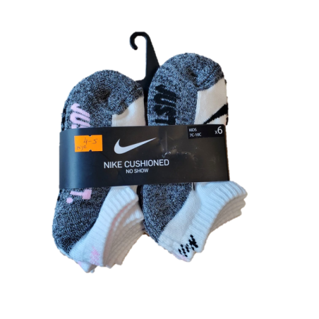 מארז 6 זוגות גרביים nike לבן אפור JUST DO IT מידה 4-5 שנים