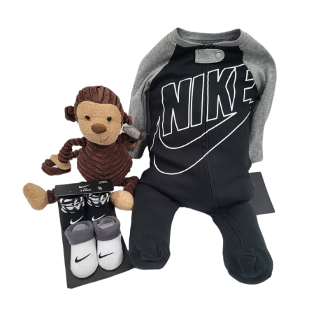 מארז יולדת NIKE שחור כיתוב לבן באלכסון אפור בידיים דגם 1835