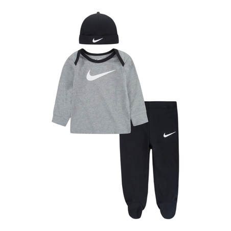 חליפת מכנס NIKE 3 חלקים שחור אפור וכובע תואם