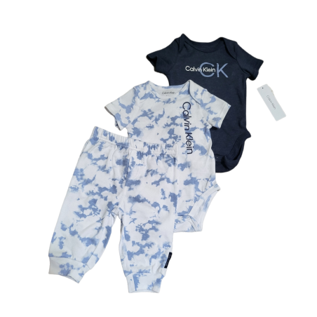 סט 3 חלקים Calvin klein בייבי כחול לבן תכלת עננים