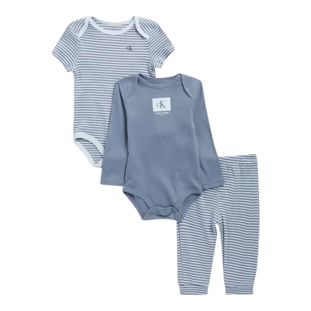 סט 3 חלקים CALVIN KLEIN תכלת אפור פסים