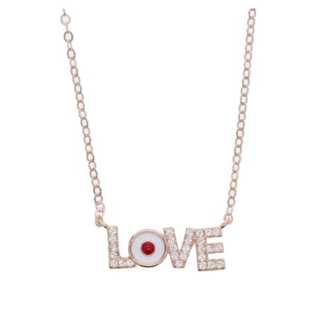 שרשרת כסף 925 בציפוי רוז גולד - LOVE