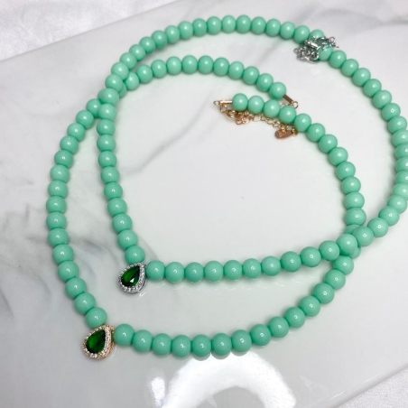 SUMMER NECKLACE - מנטה עם תליון טיפה