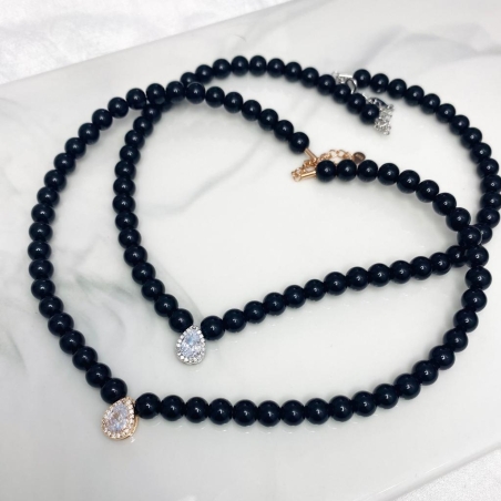 SUMMER NECKLACE - שחור עם תליון טיפה