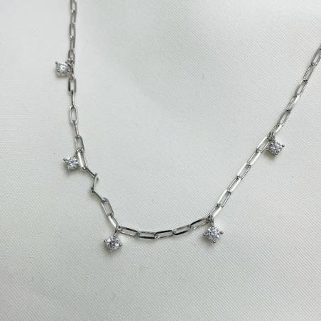 שרשרת לולאות גורמט כסף 925 - זרקונים נופלים