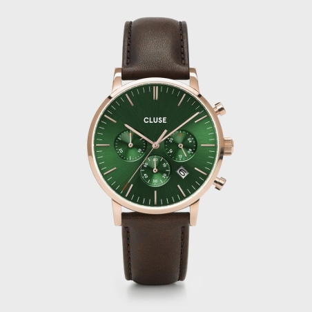 Aravis Chrono Leather Green, Rose Gold Colour 40 mm - CW0101502006