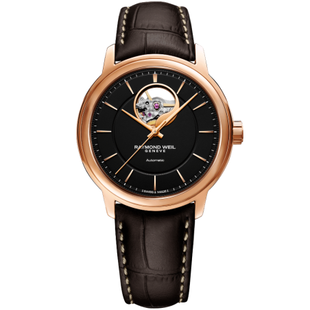 Maestro Men's Automatic Visible Balance Wheel Brown Leather Watch, 40mm 2227-PC5-20021