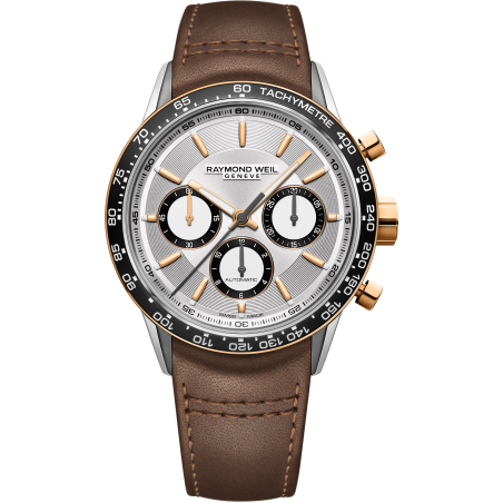 שעון Raymond Weil Freelancer Calibre Automatic Chronograph Brown Leather Watch