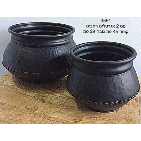 -סט 2 אגרטלים רחבים בשחור