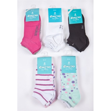 גרבי כותנה קרסוליות מארז שלישייה סריגמיש