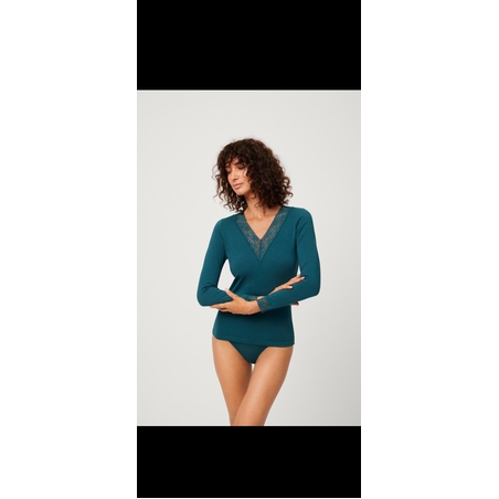 גופיה שרוול ארוך מחשוף V תחרה איזבל מורה