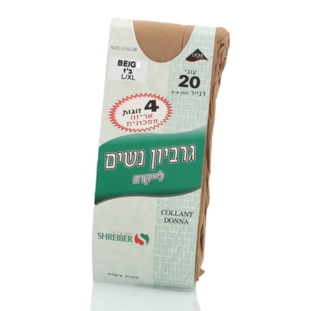 גרביון סטרץ' - לייקרה מארז 4 זוגות 20 דנייר  שרייבר