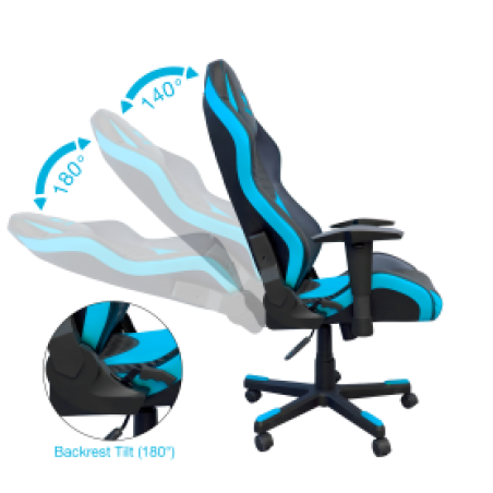 מושב גיימינג SPARKFOX בטקסטורת מעויינים כחול