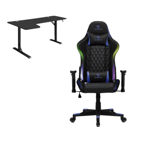 חבילת גיימינג SCORPIUS LIGHTNING BLUE RGB + שולחן גיימינג LUMI GMD09-2 L