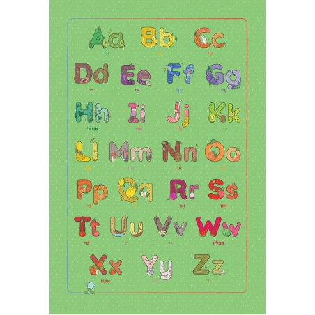 פוסטר לחדר ילדים / גן, מאויר באותיות ABC רקע ירוק