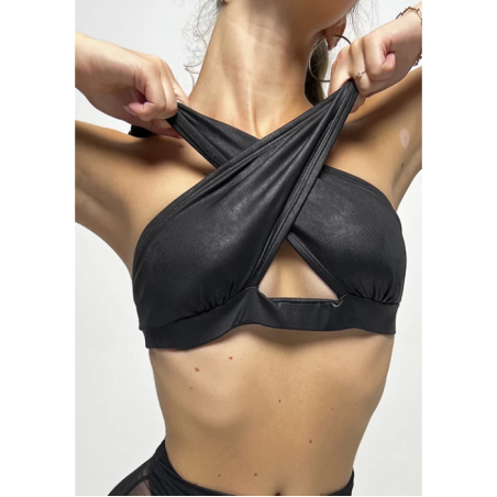 Top MISTERY black leather