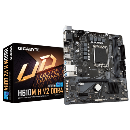 לוח לאינטל דור 12 Gigabyte H610M H DDR4 V2 REV1.0 VGA HDMI