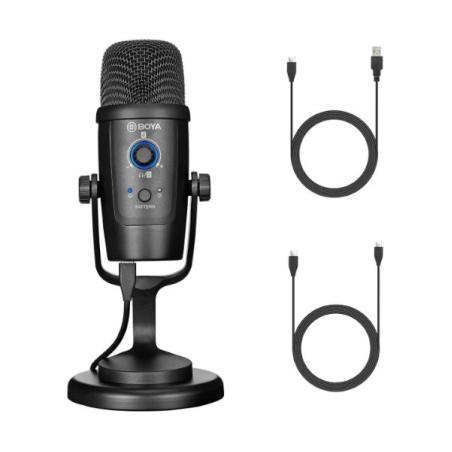 מיקרופון כולל מעמד שולחני חיבור BOYA BY-PM500 USB-A
