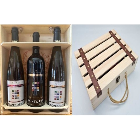 מארז עץ טבעי 3 בקבוקי יין