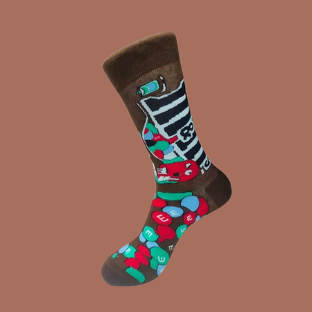 גרביים מעוצבים סוכריות חום