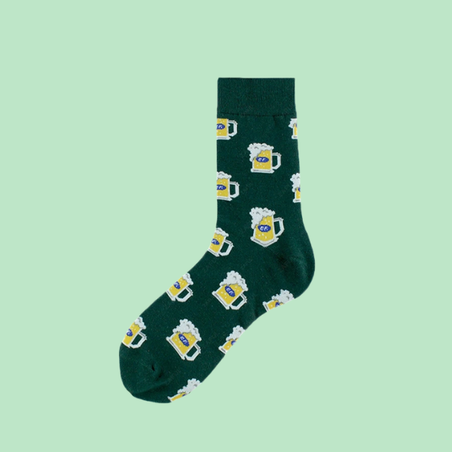 גרביים מעוצבים כוס בירה ירוק - נשים