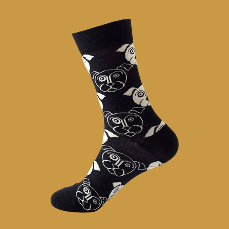 גרביים מעוצבים פני כלב - שחור